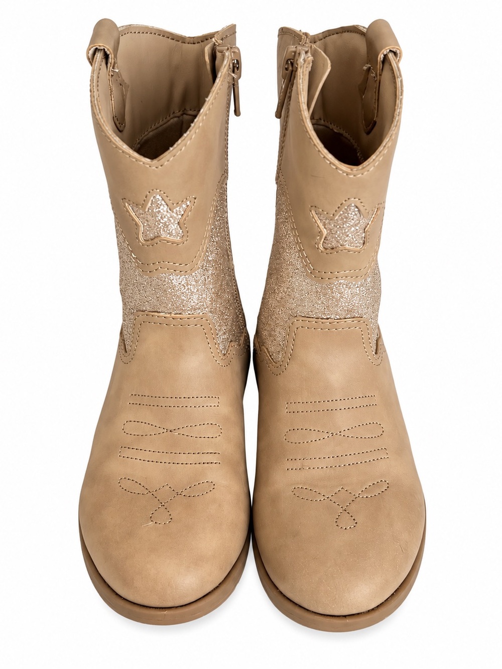 Stride Rite Wynona Girls Glitter Western Cowboy Boots Taupe Size 10M
